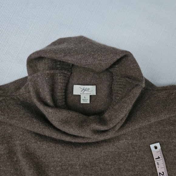 J.Jill 100% Cashmere Cowl Neck Tunic Sweater Women L Brown Short Sleeve Neutral - Picture 4 of 8